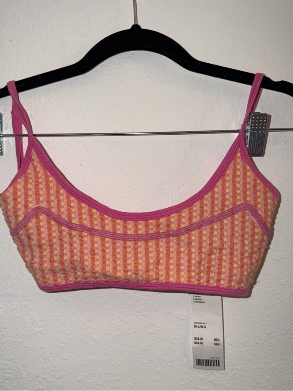 Urban Outfitters Textured Pink & Yellow Knit Bralette
